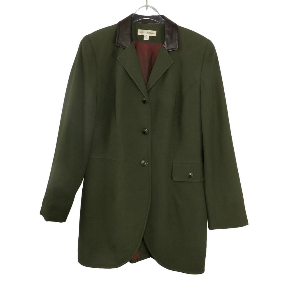 Gruppo Americano 1980s Vintage Dark Olive Green Blazer Jacket Medium Classic